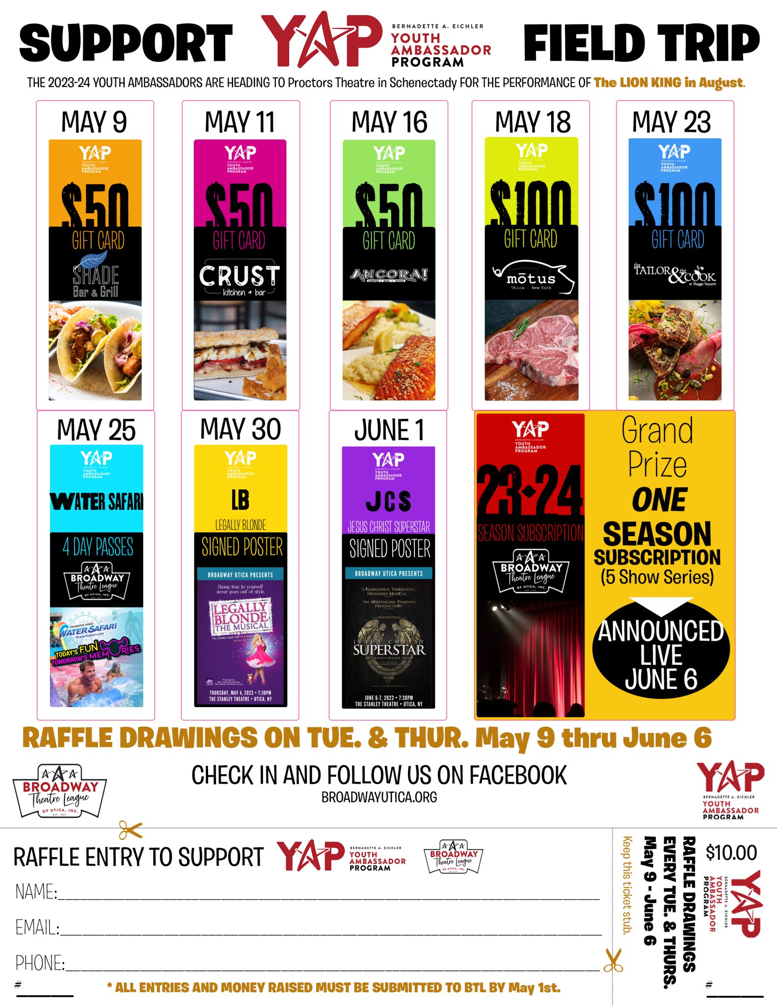 YAP Raffle 2023 - Broadway Theater League of Utica